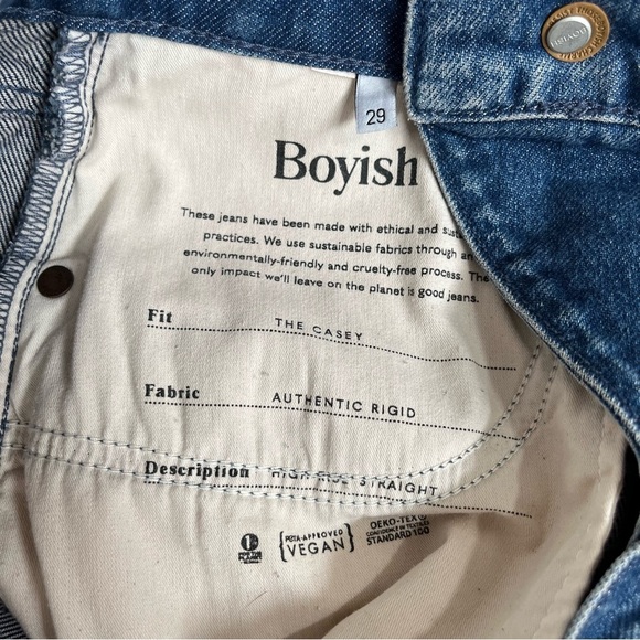 Boyish Casey crossover button high rise straight jeans high society raw hem 29 - Picture 9 of 10